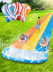 22.5ft Waves Triple Lawn Water Slide