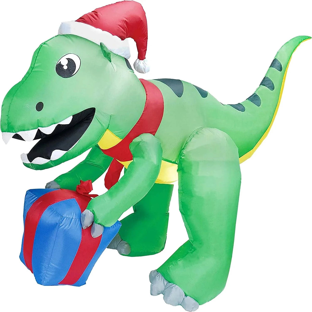 5ft Tall Christmas Dinosaur with Hat Inflatable