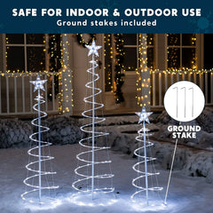 Lighted Spiral Christmas Tree Set LED Cool White, 3 Pcs
