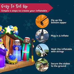 6ft Long Nativity Scene with Angels Inflatable