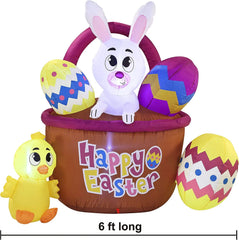 Large Easter Basket with Build-in LEDs Inflatable Outdoor Decoration (6ft)
