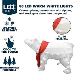 Plush Polar Bears LED Yard Lights, 2 Pcs