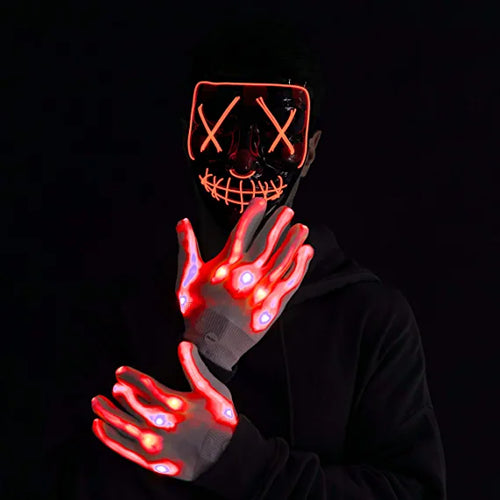 LED Scary Mask And Gloves (red)