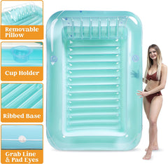 Sloosh-XL Inflatable Tanning Pool Lounge Float, 85in x 57in Extra Large Sun Tan Tub Adult Pool Floats Raft