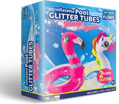 SLOOSH -  Flamingo & Unicorn with Glitters Pool Floats, 2 Pcs