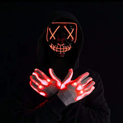 LED Scary Mask And Gloves (red)