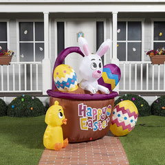 Large Easter Basket with Build-in LEDs Inflatable Outdoor Decoration (6ft)