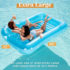 Sloosh-XL Inflatable Tanning Pool Lounge Float, 85inx 57inExtra Large Sun Tan Tub Adult Pool Floats Raft
