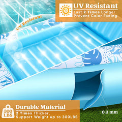 SLOOSH-Extra Large Inflatable Tanning Pool & Yard Lounger With Cup Holder, Blue