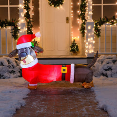 5ft Tall Santa's 'Lil Helper Dachshund Christmas Inflatable