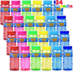 SLOOSH - Assorted Colors Bubble Solution Bottles with wand, 24 Pack