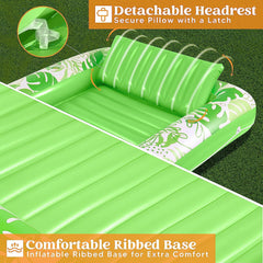 SLOOSH-Extra Large Inflatable Tanning Pool & Yard Lounger With Cup Holder, Green