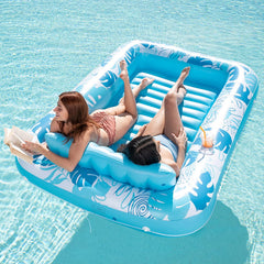SLOOSH-Extra Large Inflatable Tanning Pool & Yard Lounger With Cup Holder, Blue