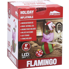 6ft Flamingo on Ornament Christmas Inflatable