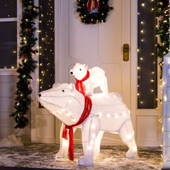 Plush Polar Bears LED Yard Lights, 2 Pcs
