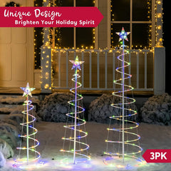 Lighted Spiral Christmas Tree Set LED Warm White, 3 Pcs