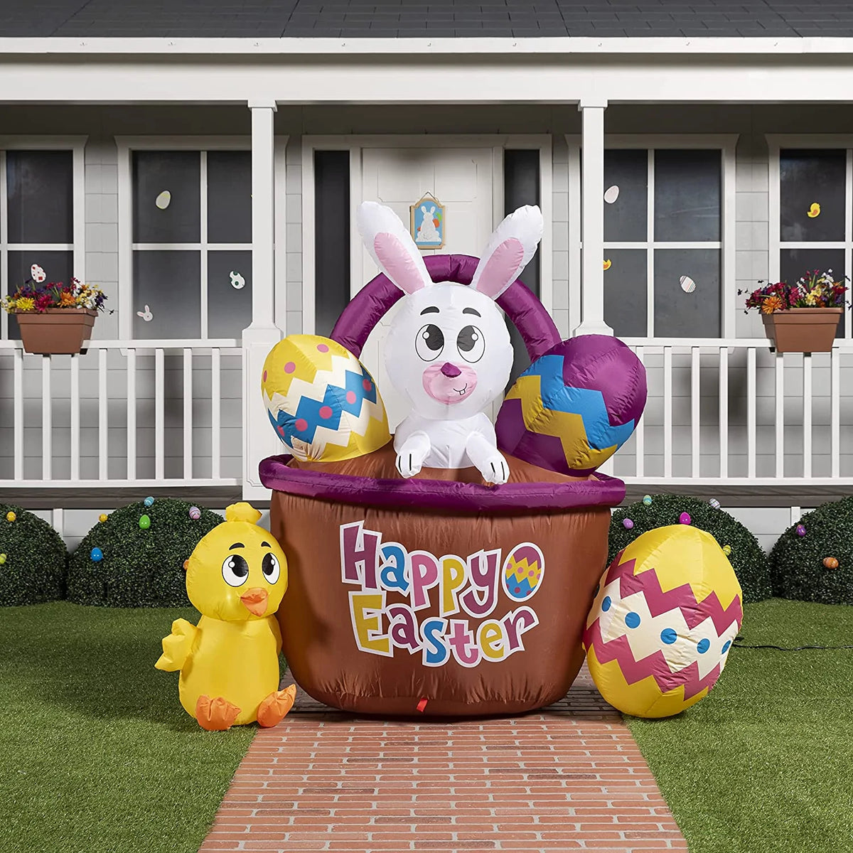 Large Easter Basket with Build-in LEDs Inflatable Outdoor Decoration (6ft)