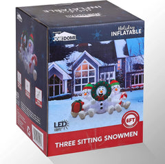 6 FT Long Inflatable Three Sitting Snowmans