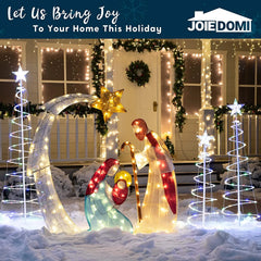 5ft Tinsel Nativity Scene 140 LED Warm White Yard Light