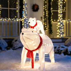 Plush Polar Bears LED Yard Lights, 2 Pcs