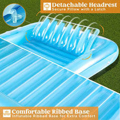 Sloosh-XL Inflatable Tanning Pool Lounge Float, 85inx 57inExtra Large Sun Tan Tub Adult Pool Floats Raft