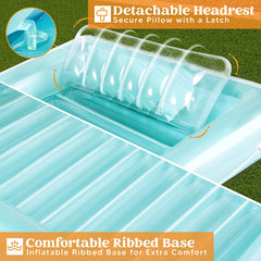 Sloosh-XL Inflatable Tanning Pool Lounge Float, 85in x 57in Extra Large Sun Tan Tub Adult Pool Floats Raft
