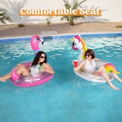SLOOSH -  Flamingo & Unicorn with Glitters Pool Floats, 2 Pcs