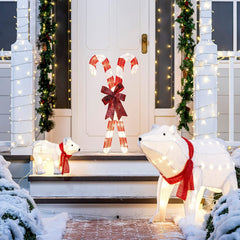 Plush Polar Bears LED Yard Lights, 2 Pcs