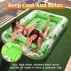 SLOOSH-Extra Large Inflatable Tanning Pool & Yard Lounger With Cup Holder, Green