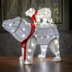 Plush Polar Bears LED Yard Lights, 2 Pcs