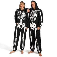 Adult Skeleton Halloween Costumes For Women Glow in the Dark Jumpsuit Pajama