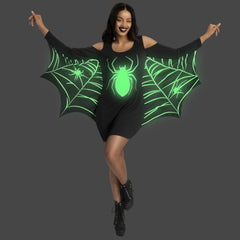 Women's Glow in The Dark Halloween Bat Wings Costume Dress