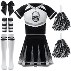 Black Scary Cheerleader Costume, Zombie Fearleader Costume for Girls