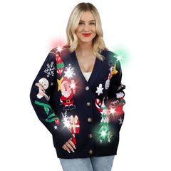 Christmas Light Up Rudolph Reindeer Jumper Women's Ugly Sweater