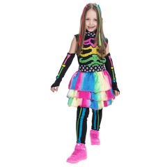 Funky Bones Colorful Skeleton Deluxe Costume for Girls Cosplay