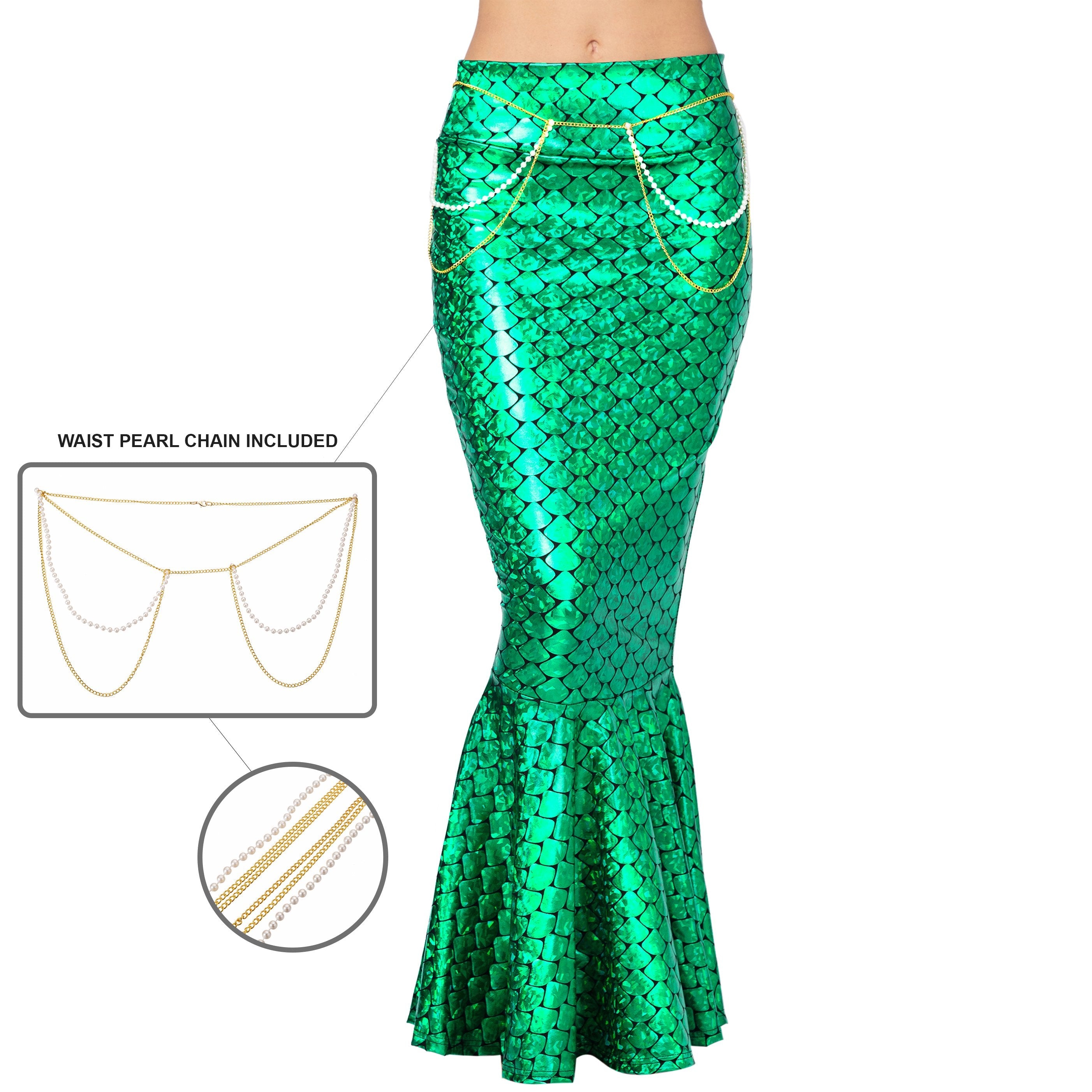 Metallic Hologram Shiny Mermaid Skirt Costume - Adult - Spooktacular Creations