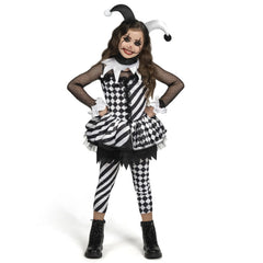 Girls Evil Clown Costume Black and White Clown Dress