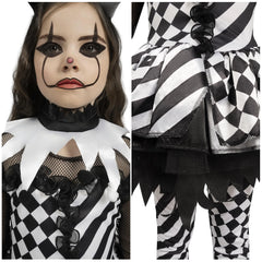 Girls Evil Clown Costume Black and White Clown Dress