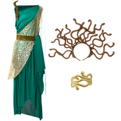 Green Medusa costume with Medusa Headpiece Armlet