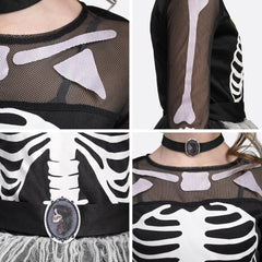 Girls Skeleton Costume, Ghostly Skeleton Tutu Dress for Girls