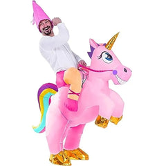 Halloween Inflatable Costumes Riding a Unicorn Deluxe Set with Hat