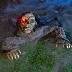 Halloween Animated Zombie Groundbreaker with Decayed Face