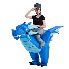 Inflatable Costume Riding a Fire or Ice Dragon Air Blow-up Deluxe Halloween Costume - Adult Size - Spooktacular Creations