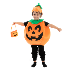 Pumpkin Costume with a Pumpkin Basket and a Hat - Child