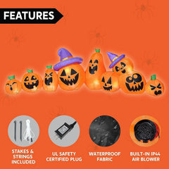 Joiedomi 12.5ft 9Pcs Halloween Inflatable Pumpkin with Witch Hat Decor