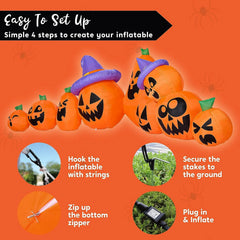 Joiedomi 12.5ft 9Pcs Halloween Inflatable Pumpkin with Witch Hat Decor