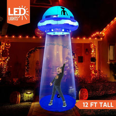 12 FT Tall Halloween Inflatable UFO Decoration with Built-in LEDs