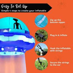 12 FT Tall Halloween Inflatable UFO Decoration with Built-in LEDs