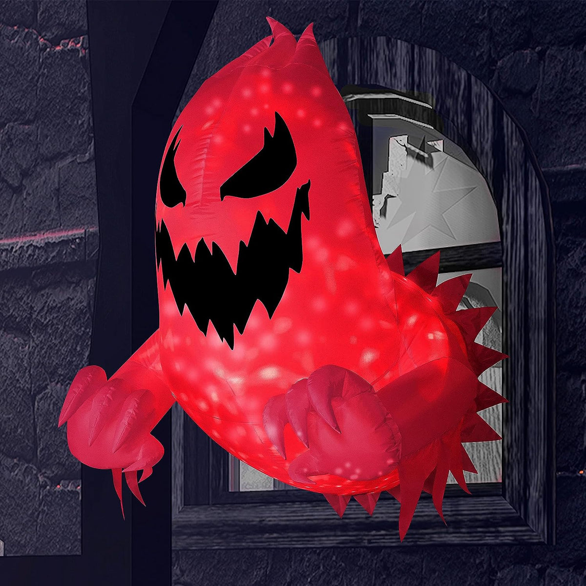 4.5ft Halloween Inflatable LED Light Ghost Broke Out from Window