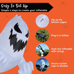 4.5ft Halloween Inflatable LED Light Ghost Broke Out from Window